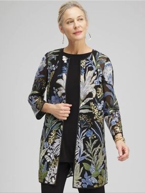 Chico's Embroidered Mesh Topper Jacket Elegant Unique Chic So-very-Stylish